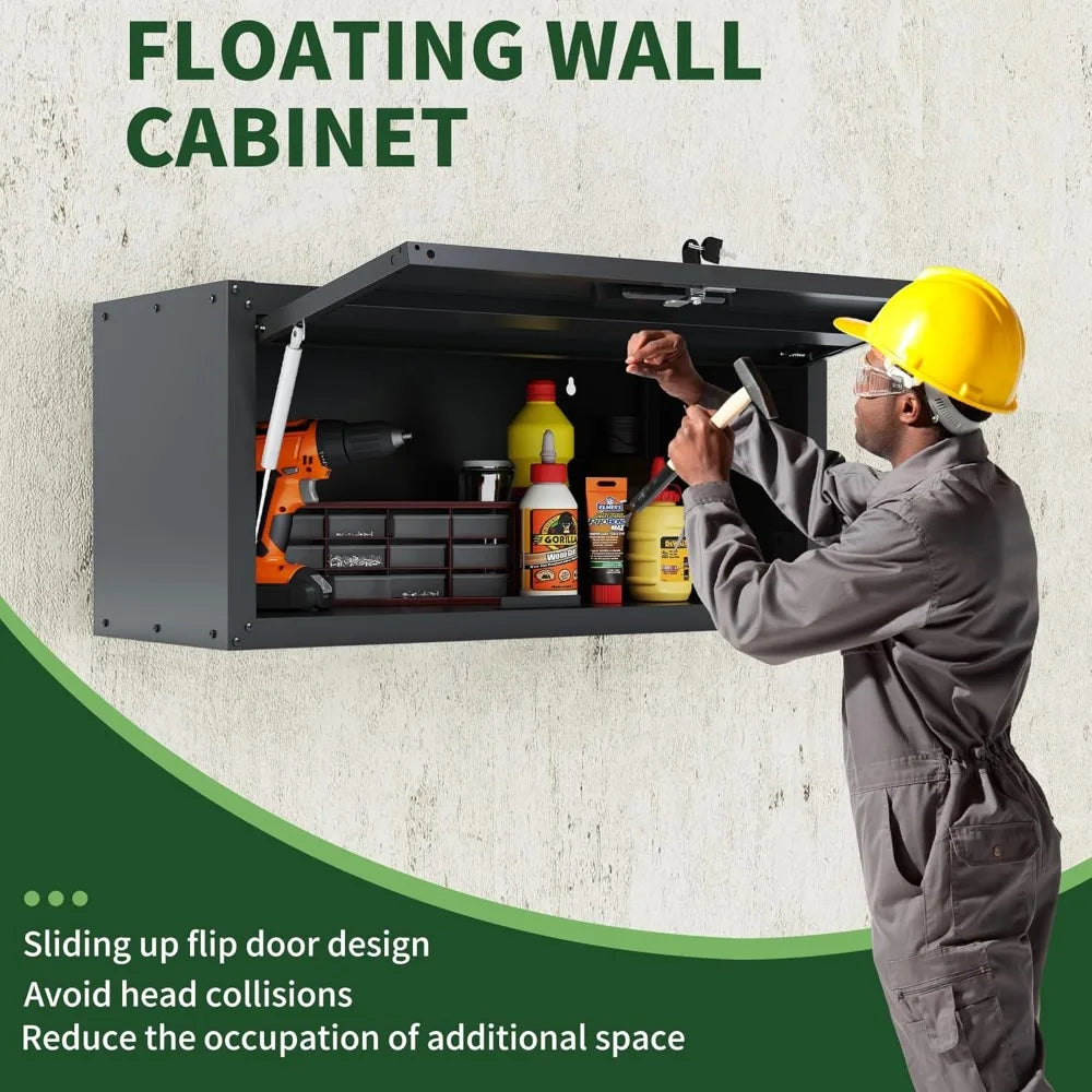 Adjustable Shelves Garage Storage System - Wall & Locking Rolling Metal Tool Cabinets with Doors for Ultimate Organization