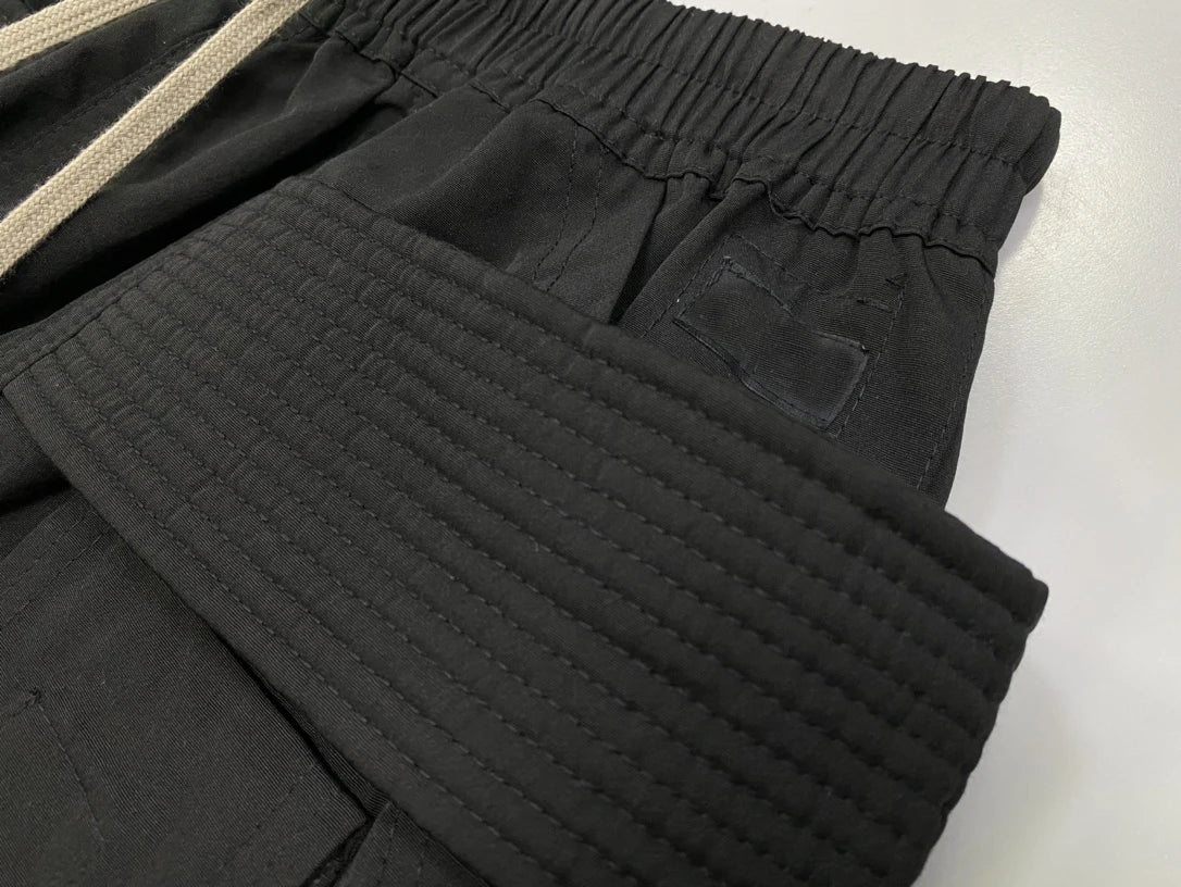 Owen Seak Men Cargo Harem Calf-Length Pants Gothic Men's Casual Summer Cross Lightweight Solid Loose Black Short Size XL