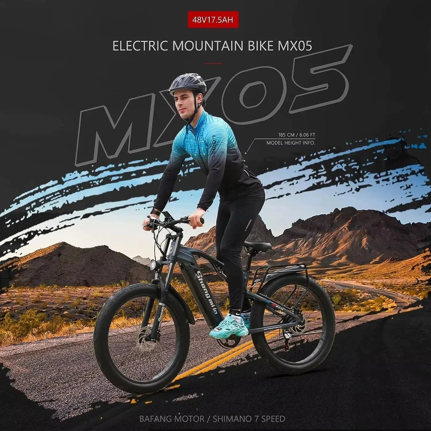 Shengmilo Electric Bicycle ,Adult eBikes with 48V 17.5Ah Battery ,1000W BAFANG Motor ,Shimano 7 Speed,Fat Tire Mountain bikes