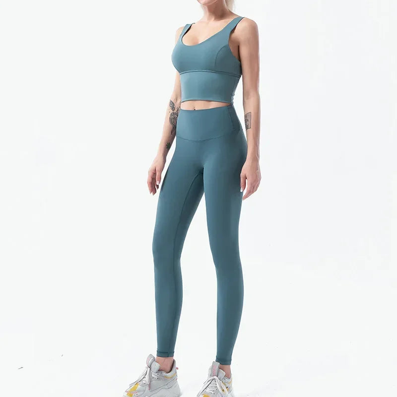 Naked-Feel Yoga Set Yoga Leggings Set Women Fitness Suit For Yoga Clothes High Waist Gym Sexy Sport Wear Outdoor Active Bras👚👚