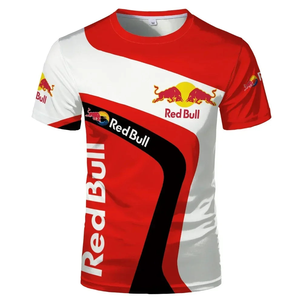 Men's Red Bull T-shirt 3D Printed Color Pattern Round Neck T-shirt Men and Women Casual Tops Oversized Racing Cycling Jersey