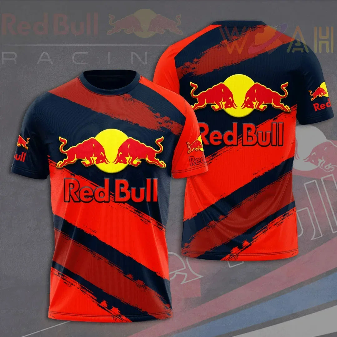 Men's Red Bull T-shirt 3D Printed Color Pattern Round Neck T-shirt Men and Women Casual Tops Oversized Racing Cycling Jersey