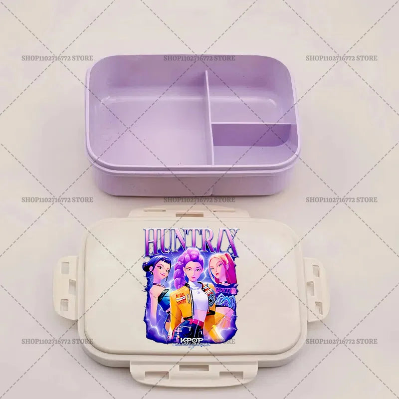New Kpop Demon Hunter Bento Box Anime Huntrix Lunch Boxes with Dinnerware Girls School Picnic Food Storage Fruit Container Gift