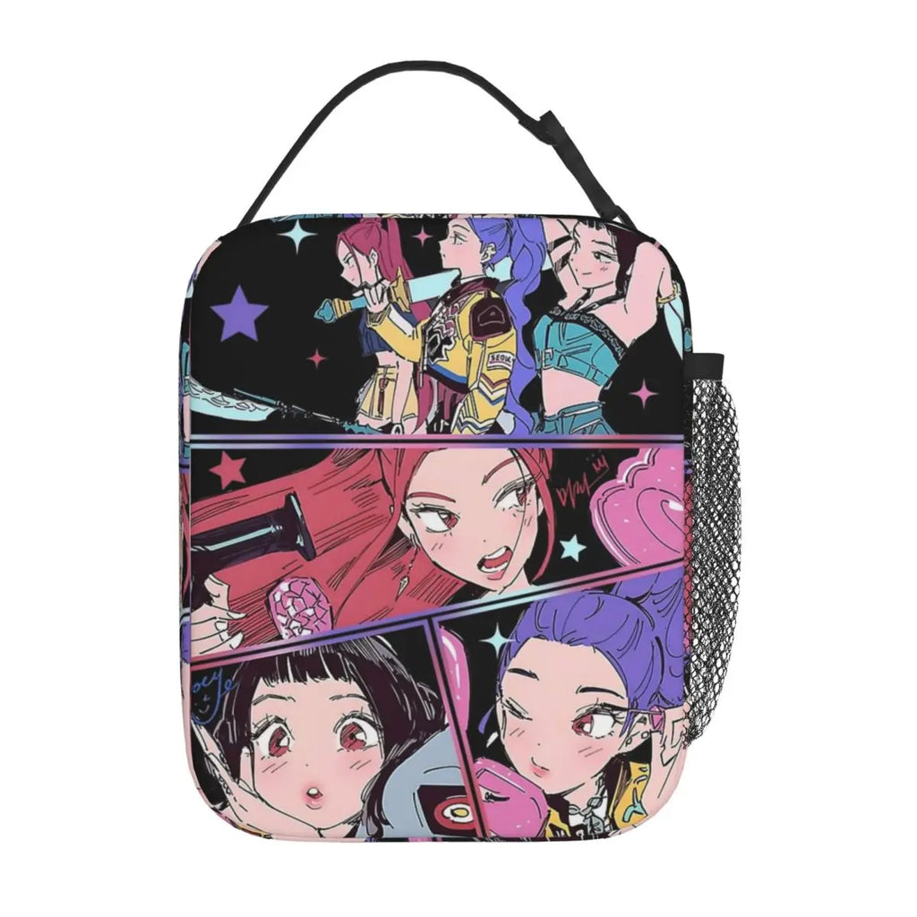 Group Girl Team Huntrix Kpop Demon Hunters Insulated Lunch Bags Lunch Container Cooler Bag Lunch Box Tote Office Bento Pouch