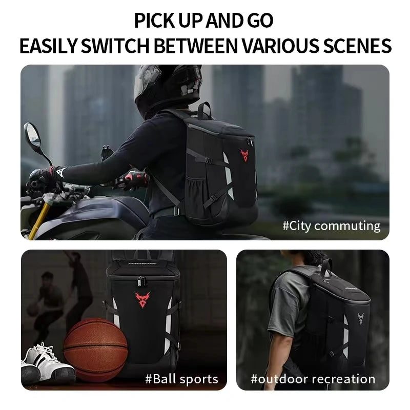 Waterproof Motorcycle Backpack Outdoor Sports Moto Biker Cycling Riding Helmet Backpack Reflective Business Travel Laptop Bag
