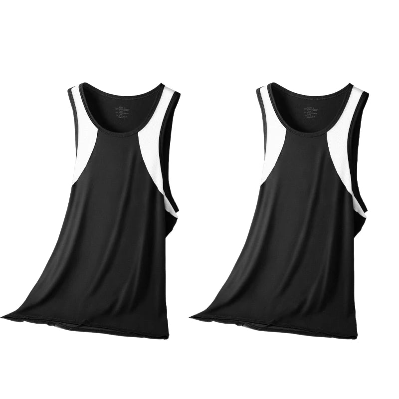 2PCSA comfortable and breathable vest man, a halter top, hurdling, short-sleeved young man, sports running, sleeveless T-shirt,