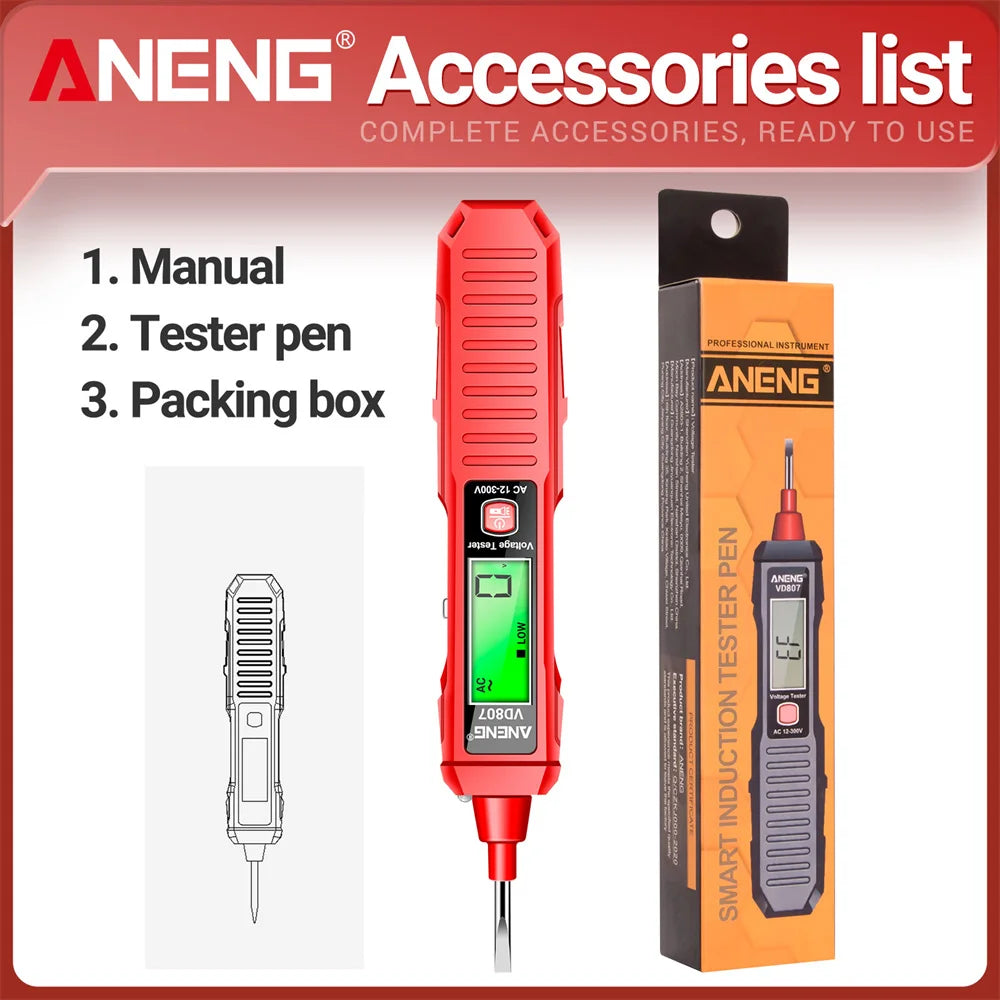 ANENG VD807 One-word Induction Portable 50/60Hz Smart Electric Pen Tester NCV Sensor AC 12-300V Non-contact Wire Detector Tools