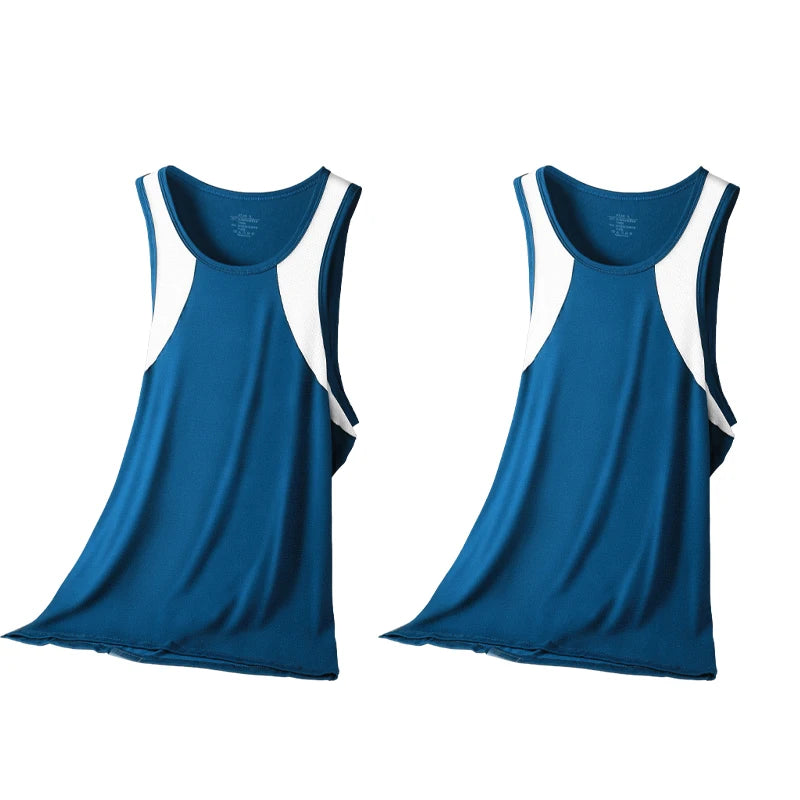 2PCSA comfortable and breathable vest man, a halter top, hurdling, short-sleeved young man, sports running, sleeveless T-shirt,