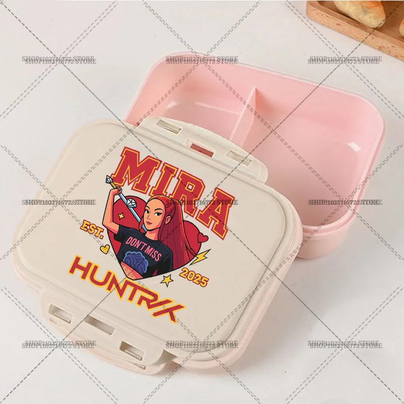 New Kpop Demon Hunter Bento Box Anime Huntrix Lunch Boxes with Dinnerware Girls School Picnic Food Storage Fruit Container Gift