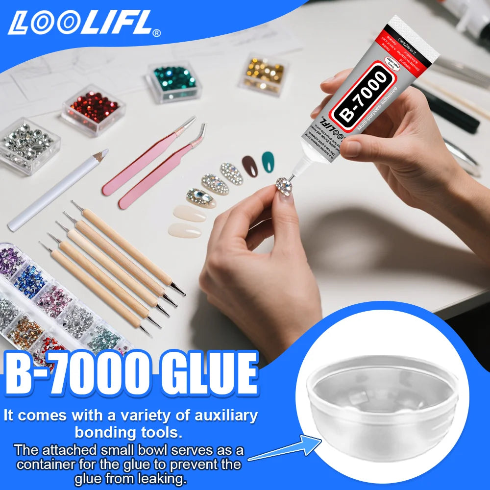 LOOLIFL 50ML B-7000 Clear Super Glue Phone Screen Repair Glue Universal Jewelry Crafts Ceramic Glass Plastic Metal Wood Adhesive