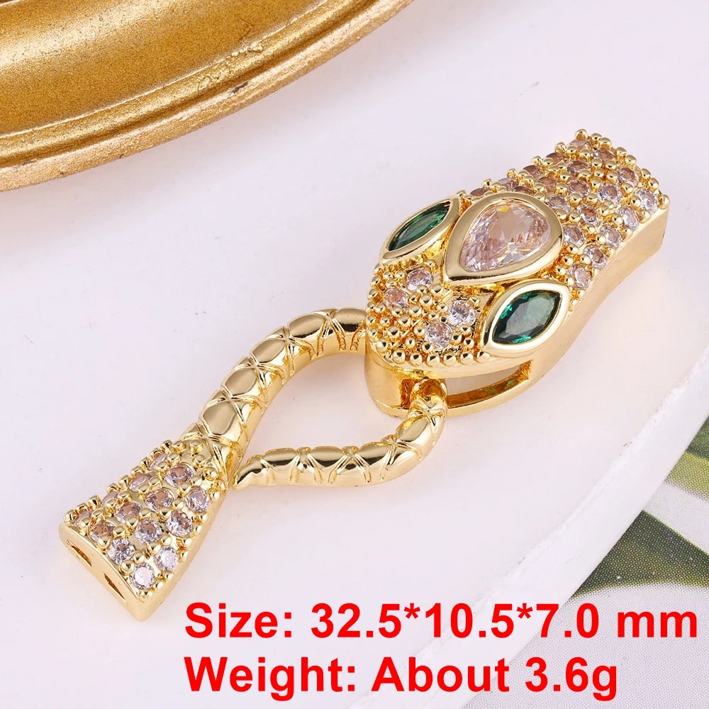 Juya 18K Real Gold Plated Snake Connector Fastener Hook Clasps Accessories For DIY Needlework Cuba Chains Pearls Jewelry Making
