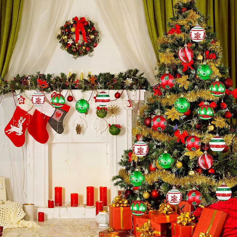 Christmas decoration ball30 Pcs Christmas Ball Ornaments Red Green and White Hanging Christmas Ball