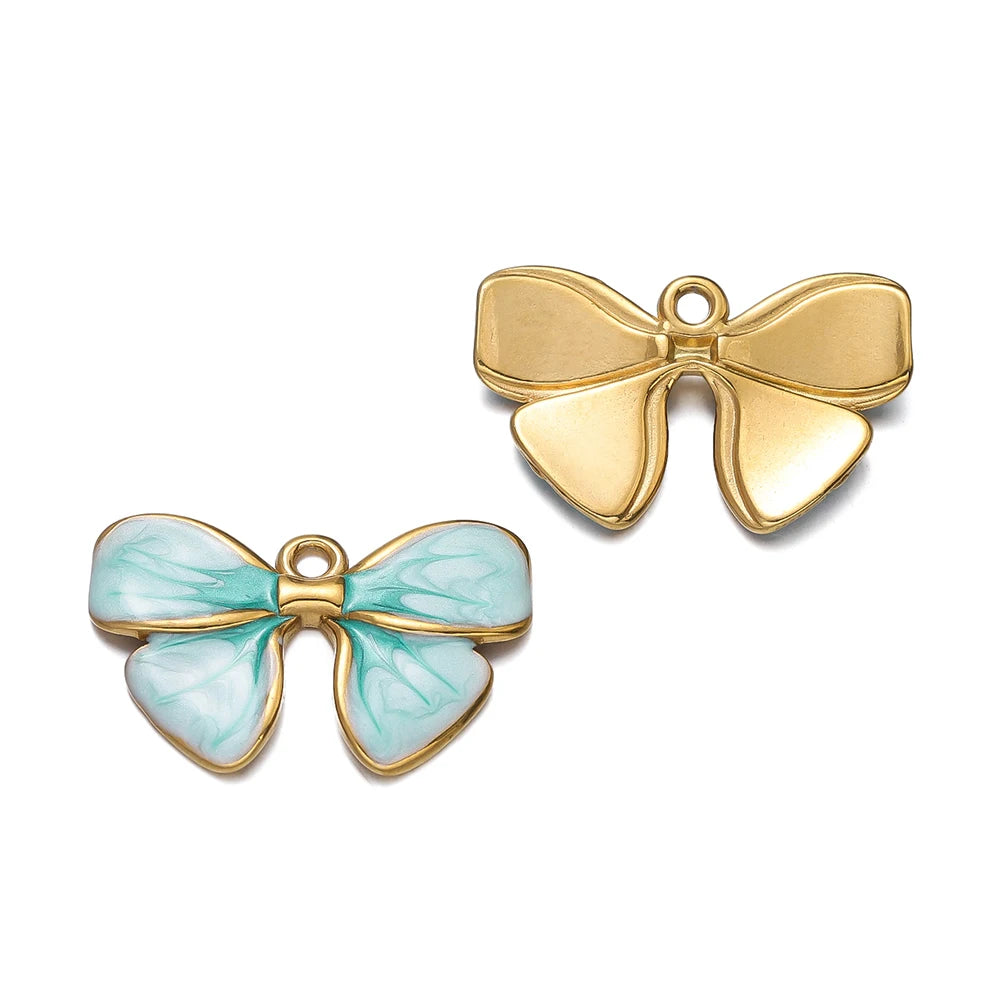 2Pcs/Pack Stainless Steel 5 Styles Butterfly Shape Pendants for Handmade DIY Women Man Hoop Earring Jewelry Making Supplies