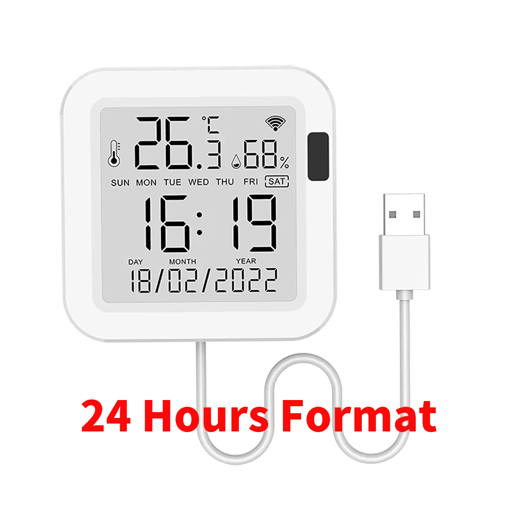 Tuya WiFi Temperature Humidity Sensor With Backlight for Smart Home APP Remote ControlWork with SmartLife Yandex Alexa