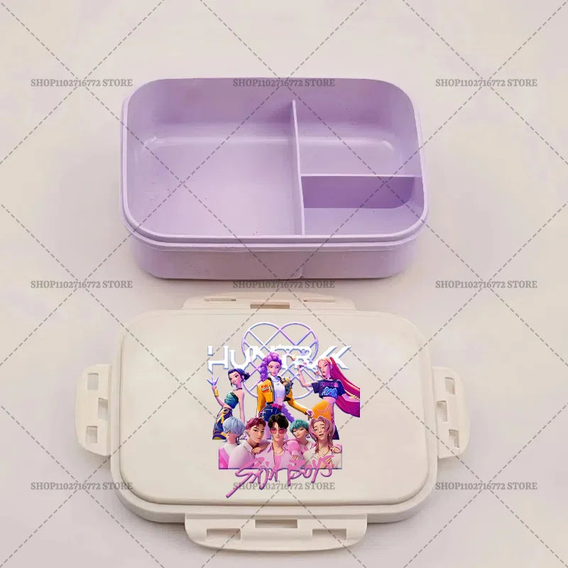 New Kpop Demon Hunter Bento Box Anime Huntrix Lunch Boxes with Dinnerware Girls School Picnic Food Storage Fruit Container Gift