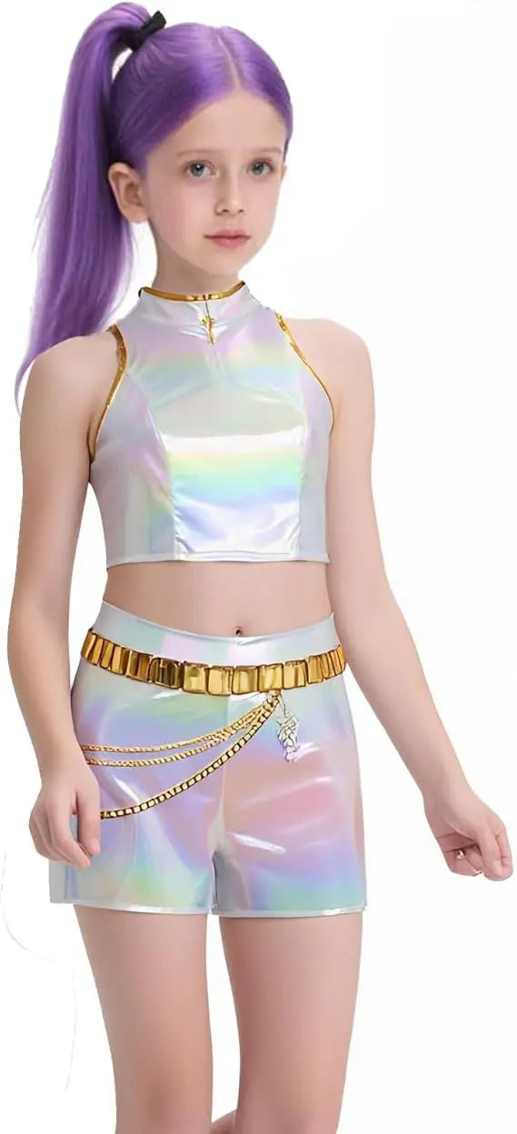 Anime Kpop Demon Hunters Zoey Rumi Mira Cosplay Costume White Golden Uniform for  Girls Halloween Cosutme for Children