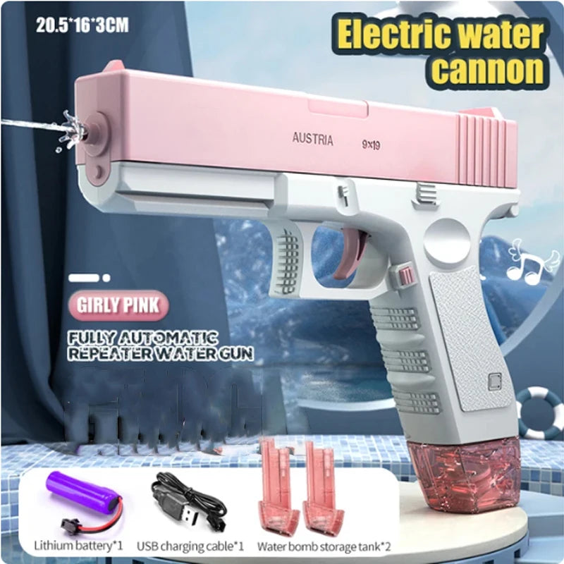 New Water Gun Electric Pistol Shooting Toy Full Automatic Outdoor Beach Gun Summer Water Beach Toy Play The Drum Magazine