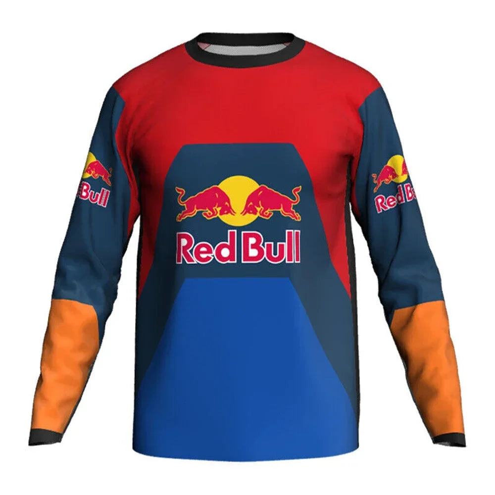 2025 SpringAutumn Red Bull Summer Fitness Quick Dry Breathable Training Shirt Hot Sale Men's Long Sleeve Loose Oversized T-shirt