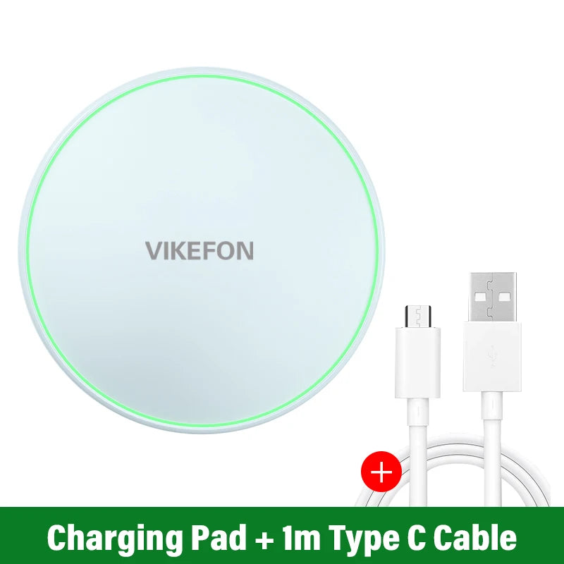 Mini LED Wireless Charger Pad For iPhone 16 15 14 13 12 8 X Pro Max Samsung Xiaomi Induction Fast Charging Dock Station