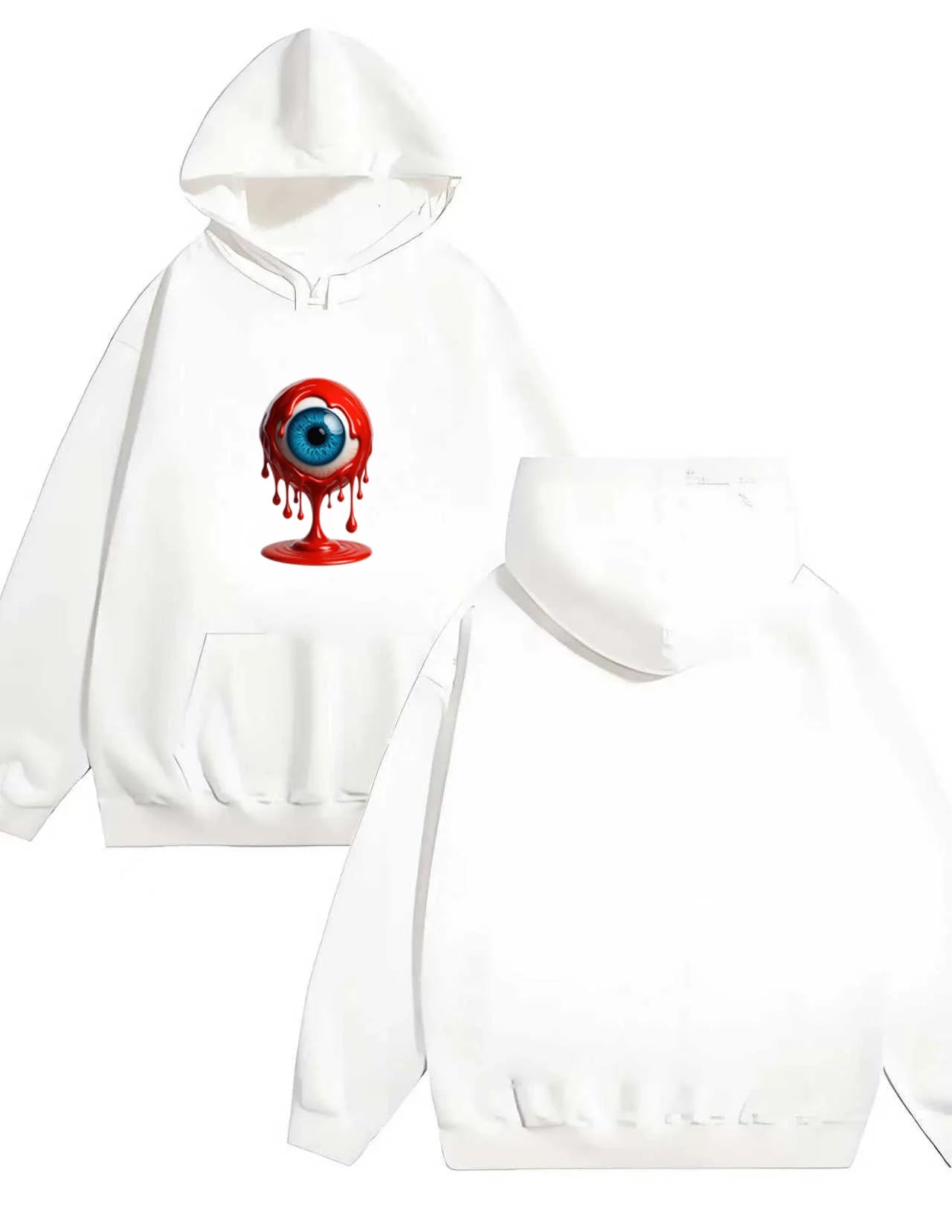 The 2025 new men's and women's fashion loose 330G heavy-duty hooded sweatshirt features eyeball prints