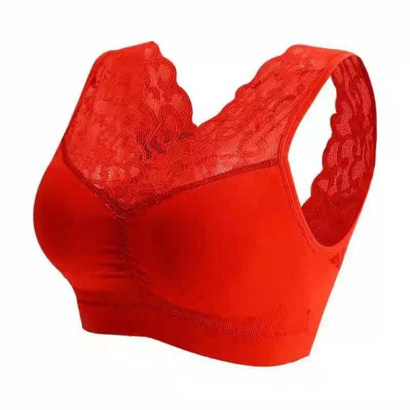 Ring Sexy Beautiful Back Lace Bra Underwear Explosions Of This Year's Big Red Without Steel Women's Bottom With Anti-light