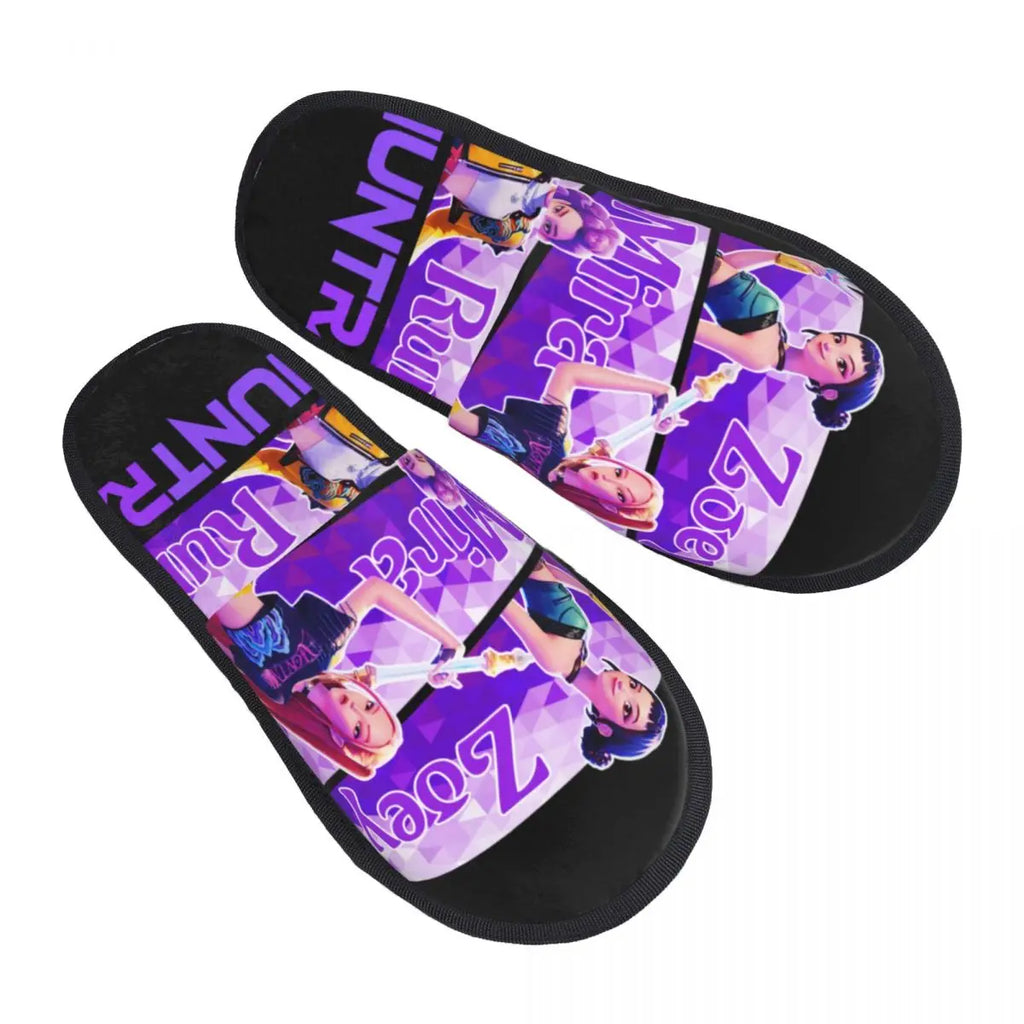 Custom Print Women Zoey Huntrix Kpop Demon Hunter House Slippers Cozy Warm Memory Foam Fluffy Slipper Indoor Outdoor Shoes