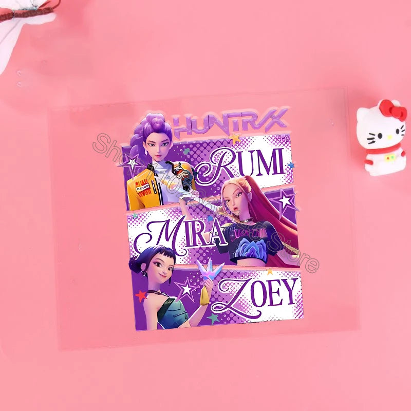 Kpop Demon Hunter Cartoon 3D Transfer Sticker UV DTF Stickers Kawaii Water Cup Water Bottle Lunch Box DIY Waterproof Sticker