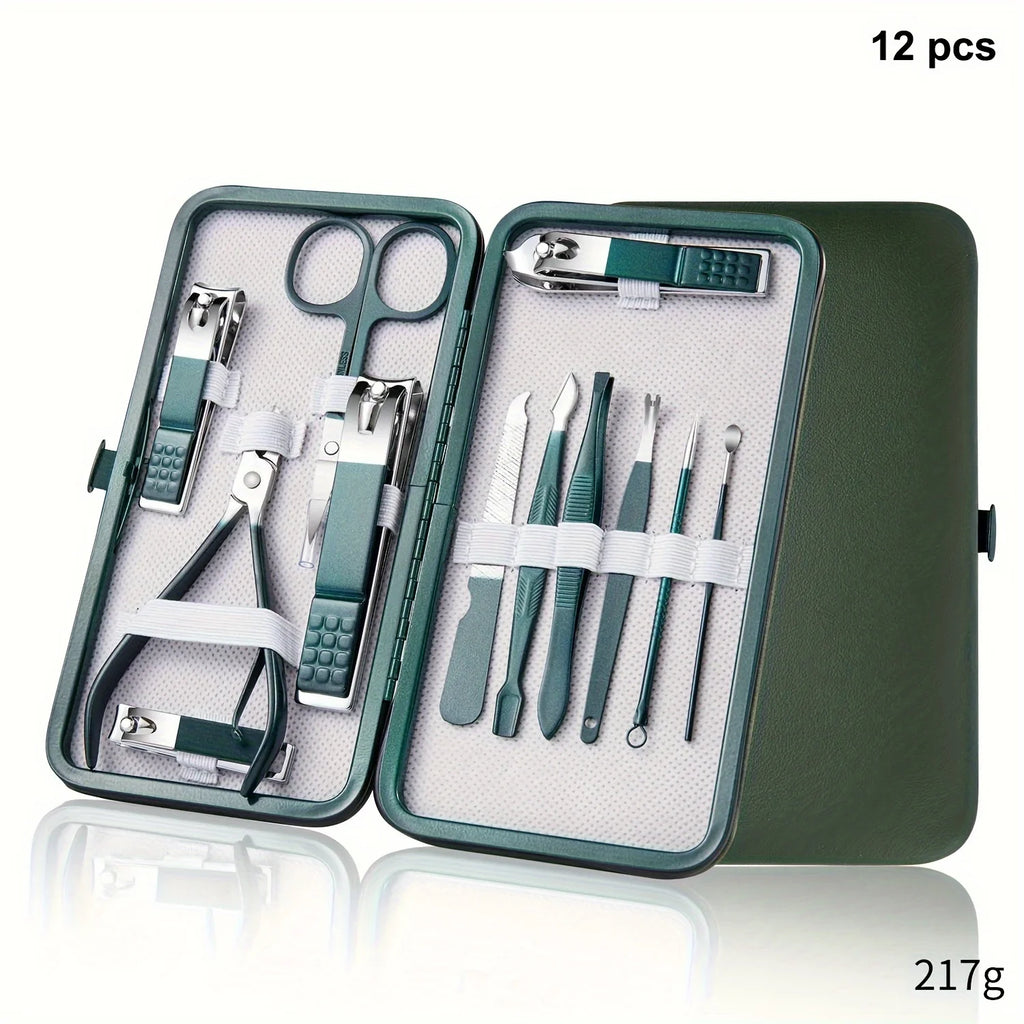 Professional 7-18 Piece Nail Care Kit Stainless Steel Manicure & Pedicure Set with Travel Case for On-the-Go Grooming