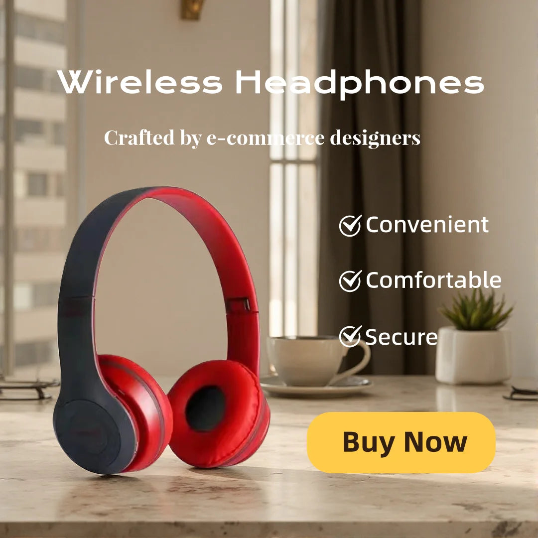 Foldable Bluetooth Headphones Wireless Overhead Earphones with Microphone Volume Control for iPhone And Android Game Headset