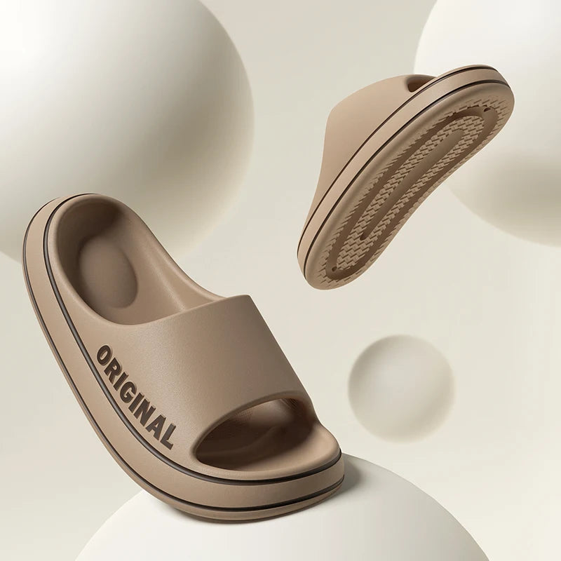 Feslishoet Women Letter Slippers Beach Slides Solid Color Mens Thick Sole Indoor Outdoor Bathroom Anti Slip Shoes Summer Sandal