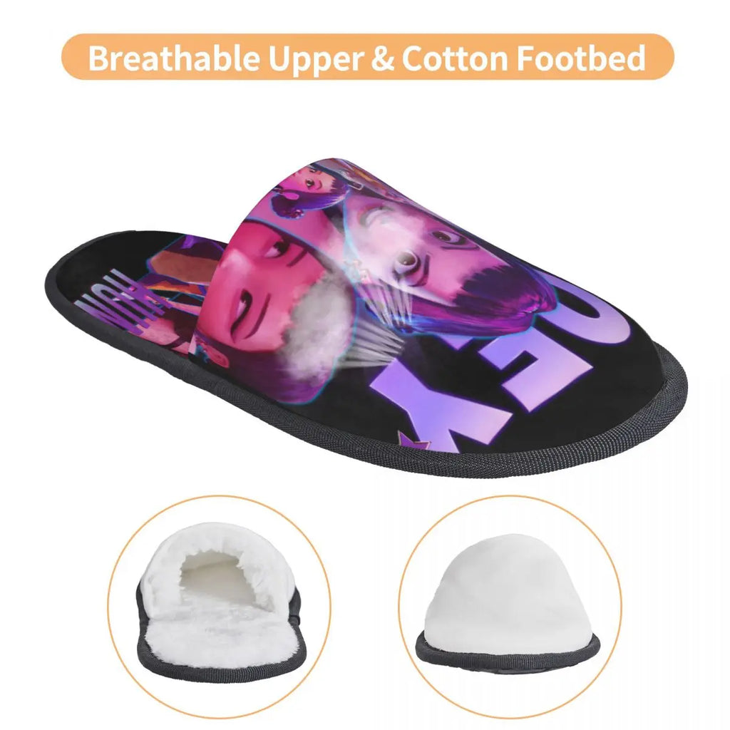 Custom Print Women Zoey Huntrix Kpop Demon Hunter House Slippers Cozy Warm Memory Foam Fluffy Slipper Indoor Outdoor Shoes