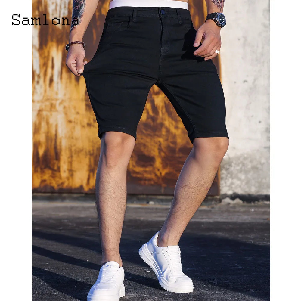 2024 America Europe Fashion Zipper Pocket Bottom Men Patchwork Denim Shorts Mens Vintage Slim Short Jeans Mid Waist Demin Shorts