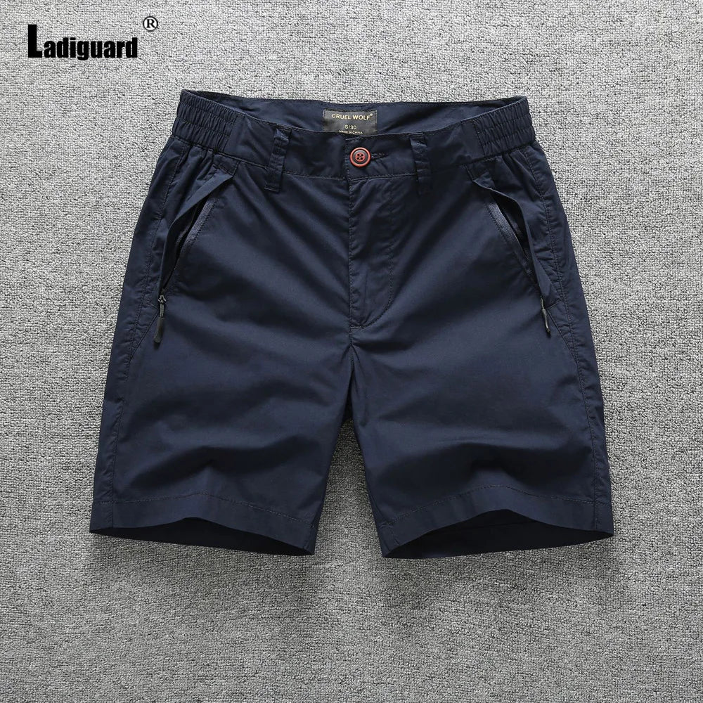 European 2024 Stylish simplicity Men Fashion Zipper Pockets Shorts Men's Cargo Bottom Royal Blue Casual Classic Basic Shorts New