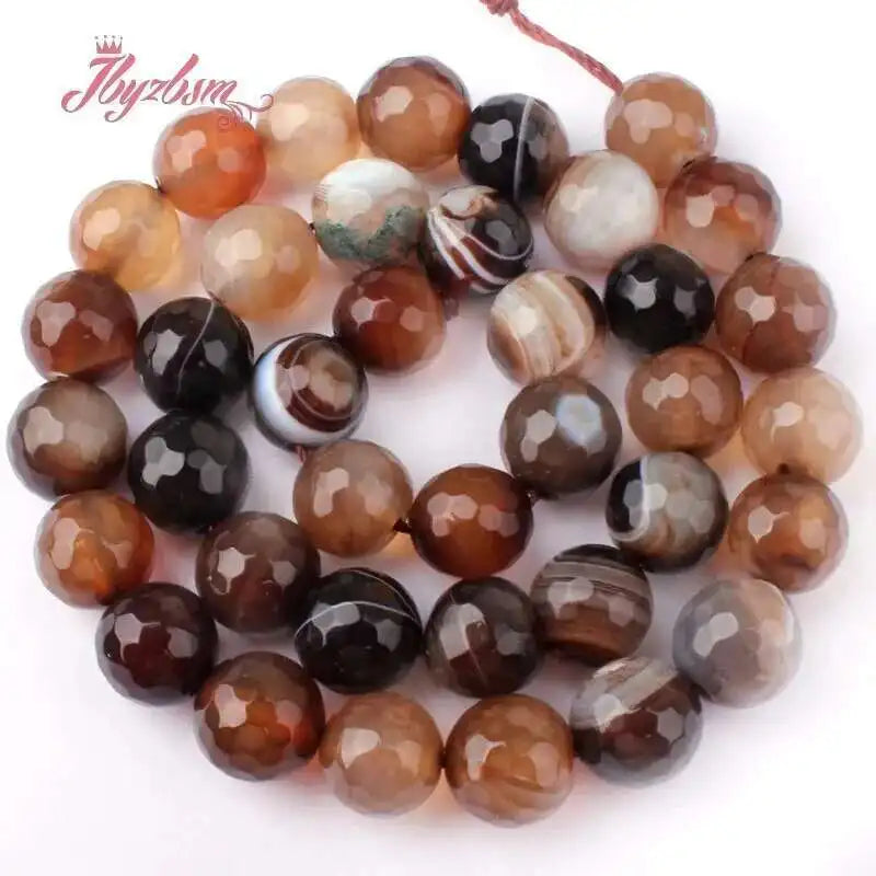 Natural Brown Stripe Agate Round Stone Beads For Jewelry Making Necklace Bracelet Strand 15 Inches DIY Loose Beads 6/8/10/12mm