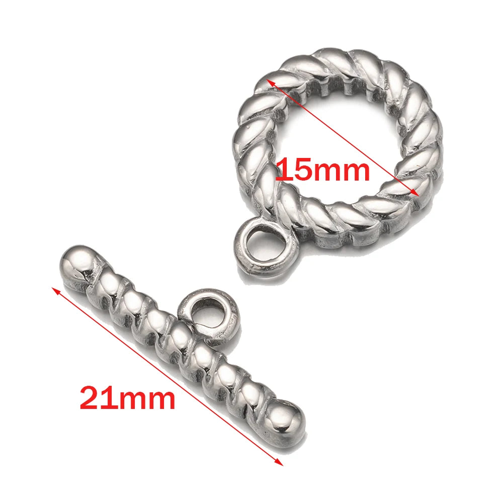 4Sets Stainless Steel Round OT Clasp End Buckle For DIY Necklaces Bracelets Jewelry Making Supplies Accessories Parts Components