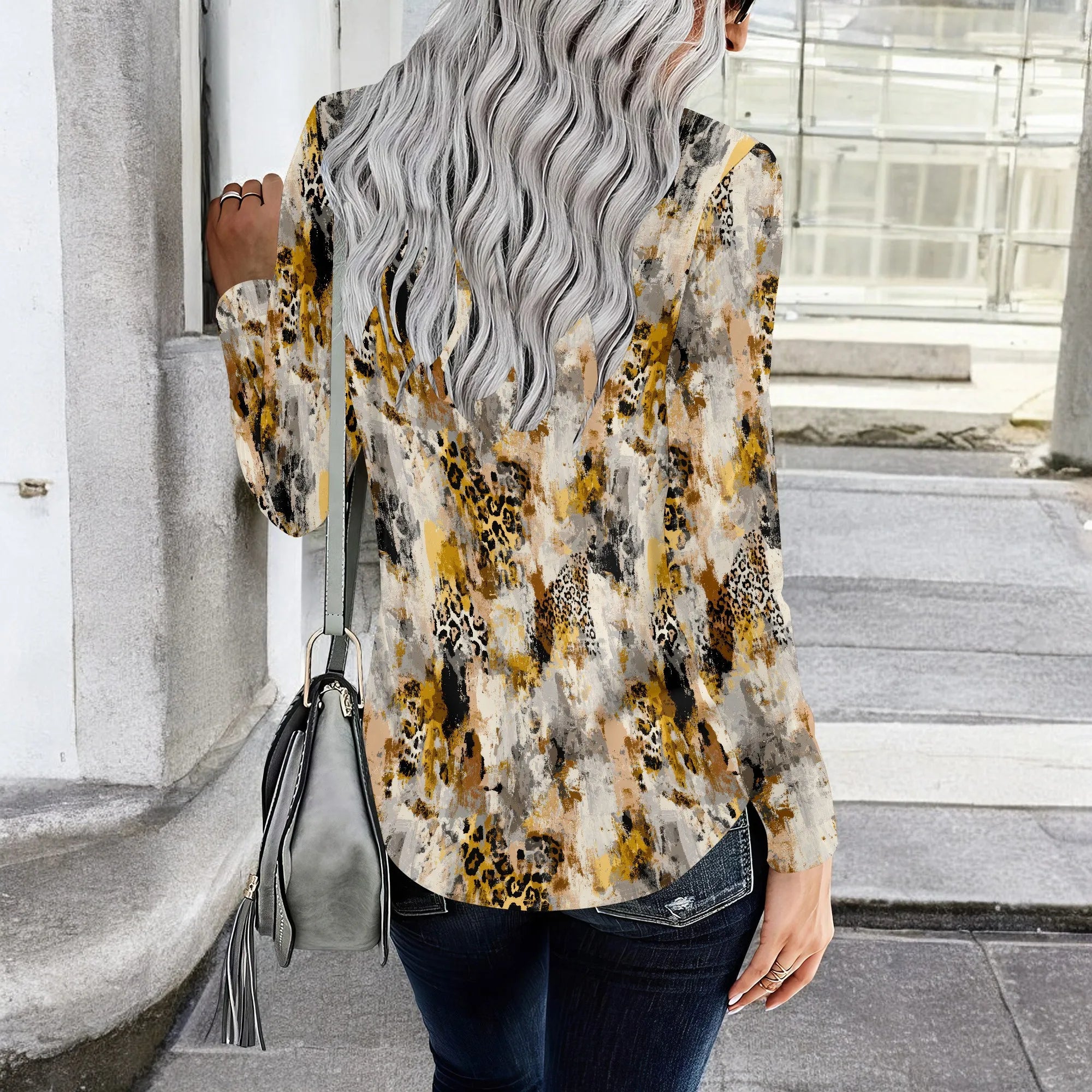 Long Sleeve Shirts for Women Spring Fashion 2025 Floral Crewneck Workout Cute Blouses Casual Loose Fit Tops