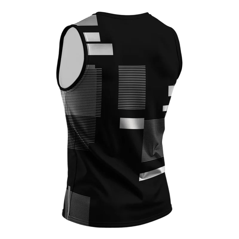 Art Men Vest Street Fashion Round Neck Sleeveless Printed Tshirt Daily Outdoor Sports Fitness Running Top Contrast Colors 2025