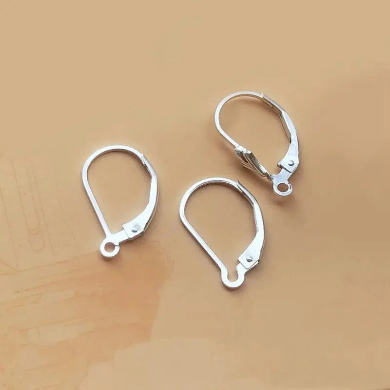 925 Sterling Silver Fleur De Lis Leverback w / Ring Plain Leverback Silver Ear Wire for Jewelry Accessories Clasp for Earri