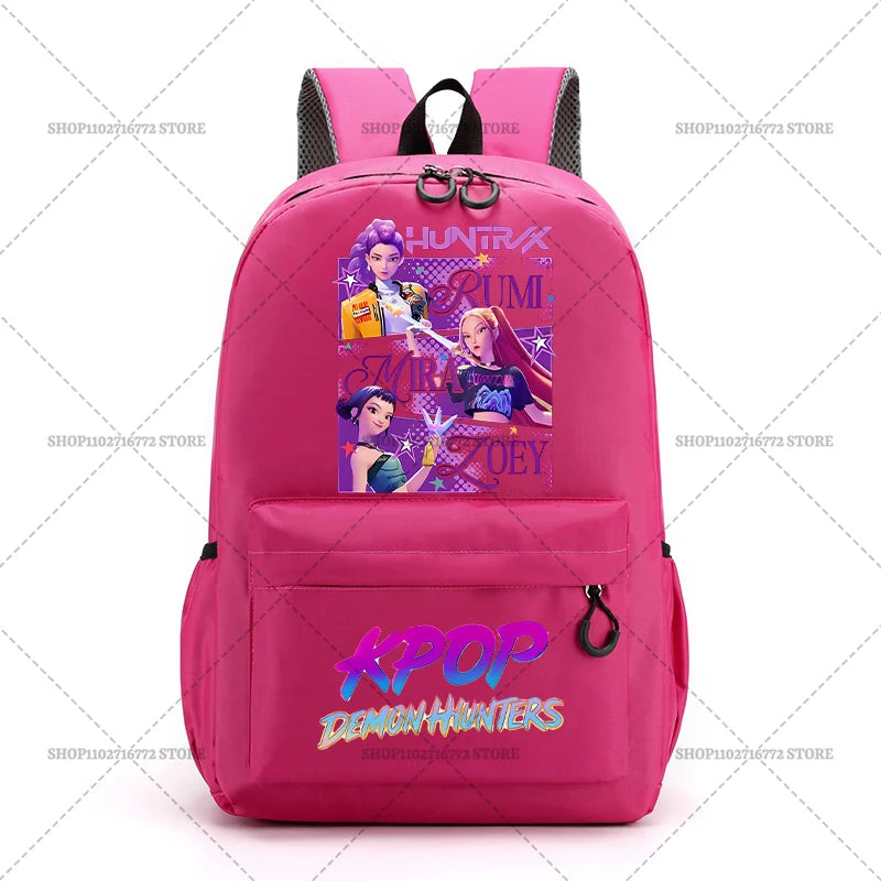 KPop Demon Hunters School Bag Student Large Capacity Laptop Backpack K-Pop DemonHunter Fans Gift Girls Knapsack Travel Backpacks