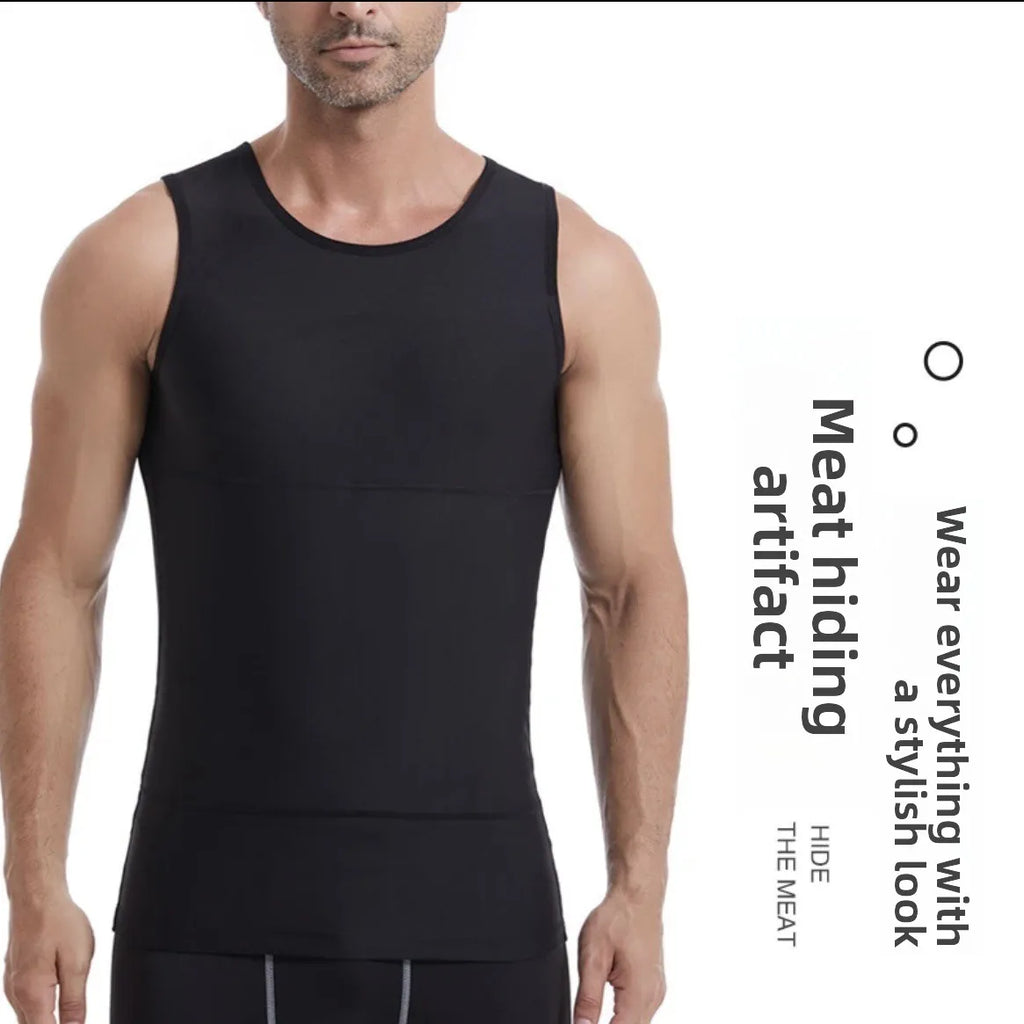 Tibetan Meat Artifact 3rd Generation Thin Men's Belly Closed Chest Vest Short Sleeve Shapewear Vest