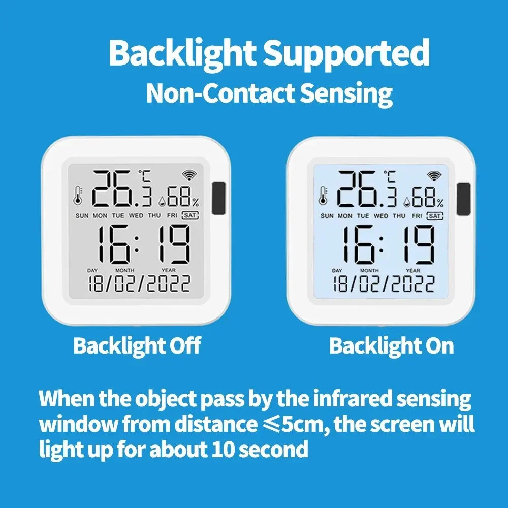 Tuya WiFi Temperature Humidity Sensor With Backlight for Smart Home APP Remote ControlWork with SmartLife Yandex Alexa