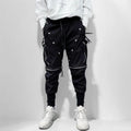 Owen Seak Men's Cargo Pants Multi-Pockets Jogger Tactical Drawstring Elastic Waist Outdoor Casual Calf-Length Black Pants