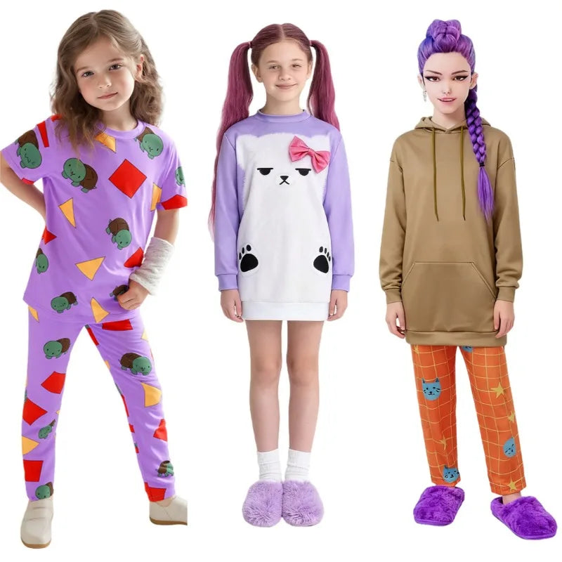 Kpop K Pop Demon Hunters Rumi Zoey Mira Cosplay Costume Pajamas Suits for Women Girls Halloween Carnival Party Costumes