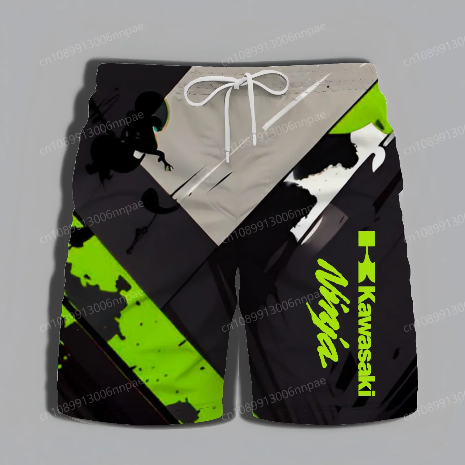 Men's Daily Summer Shorts 2025 New Kawasaki Motorcycle Extreme Sports Pattern Fashionable and Exquisite Beach Pants Cool