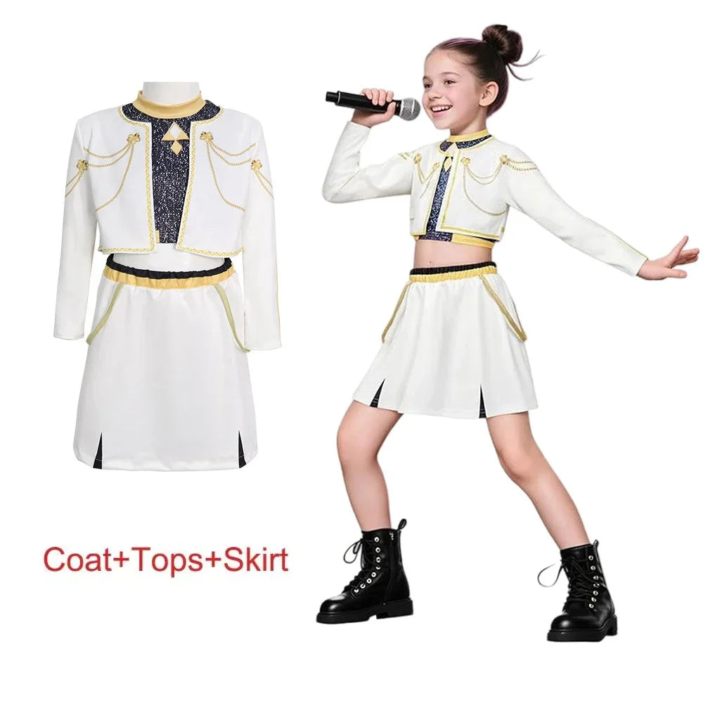 Anime Demon Hunter Cosplay Costume Girls Group Rumi Mira Zoey Kpop Singer Performance Cos Outfit Stage Show Halloween Party suit
