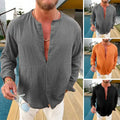 Wrinkled Loose Fit Long Swedi irt with Stand Collar Ice Sensation Cotton Youth Faion oulder Padded Autumn Wear for Men