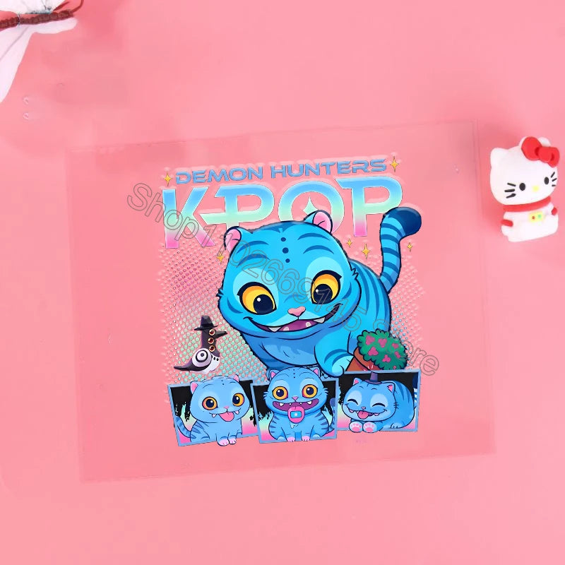 Kpop Demon Hunter Cartoon 3D Transfer Sticker UV DTF Stickers Kawaii Water Cup Water Bottle Lunch Box DIY Waterproof Sticker