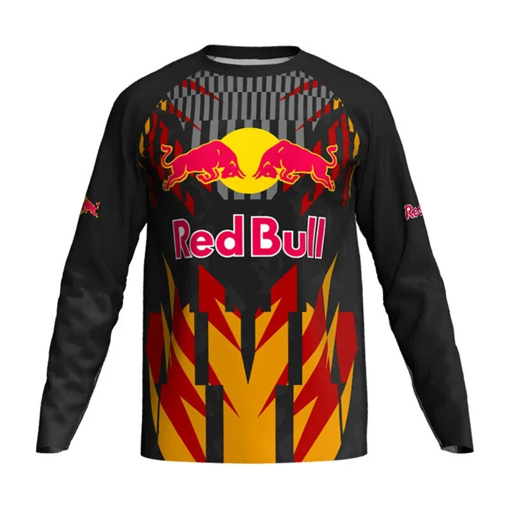2025 SpringAutumn Red Bull Summer Fitness Quick Dry Breathable Training Shirt Hot Sale Men's Long Sleeve Loose Oversized T-shirt