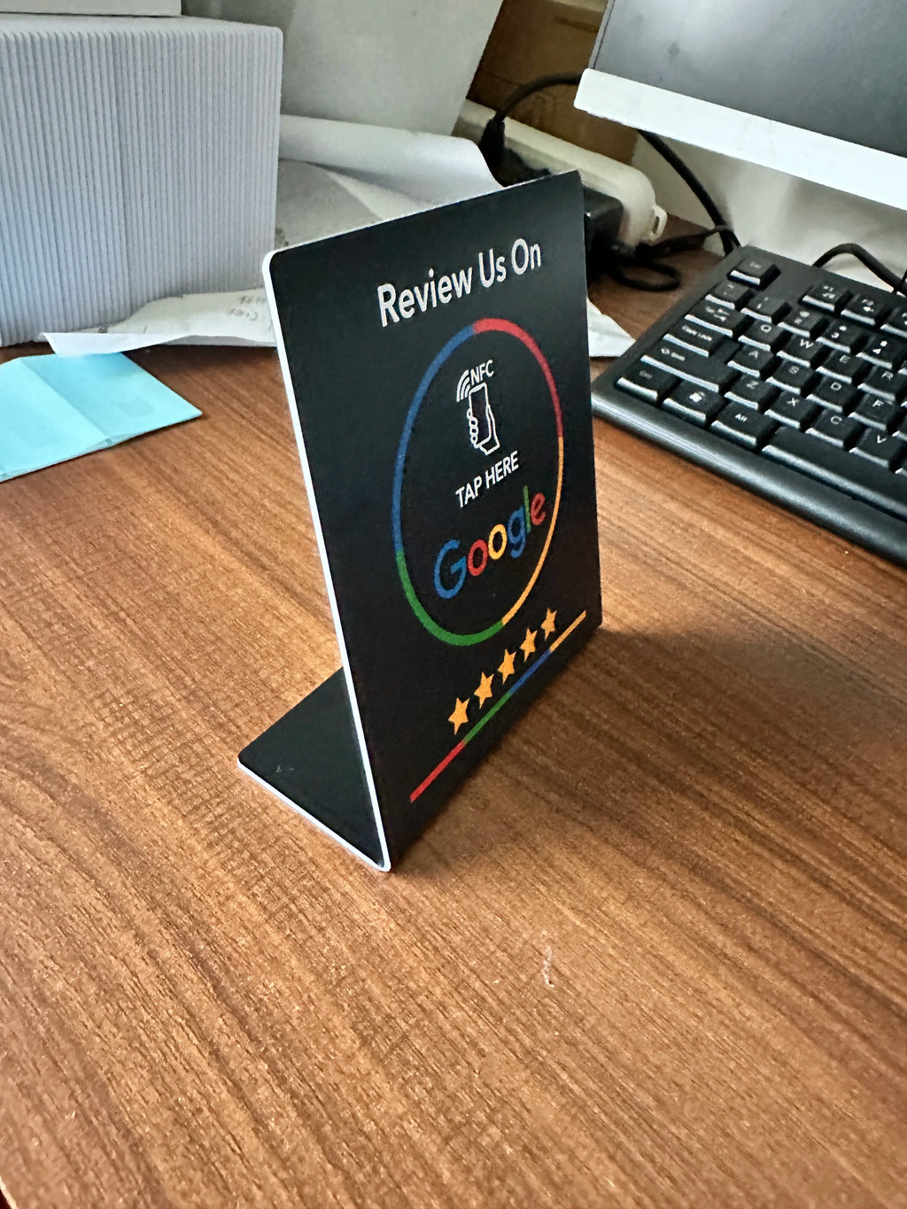 NFC 215 Programmable Google Review Acrylic Stickers Card NFC Station Table 13.56Mhz Waterproof NFC Stand Google Review Card
