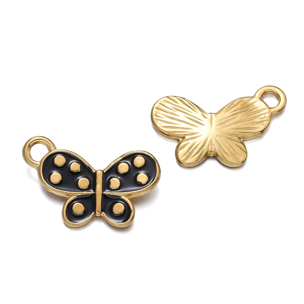 2Pcs/Pack Stainless Steel 5 Styles Butterfly Shape Pendants for Handmade DIY Women Man Hoop Earring Jewelry Making Supplies